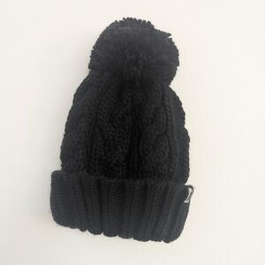 Cozy Black Knit Pom-Pom Beanie for Kids